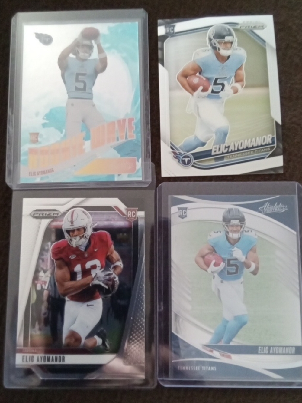 Panini Elic Ayomanor Football Trading Card Lot - Blue, White, Red Accents